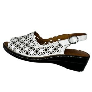 Spring Step Beliziana White Cut Out Slingback Wedge Sandals Women’s 9/40